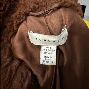 Topshop Brown Faux Fur Coat